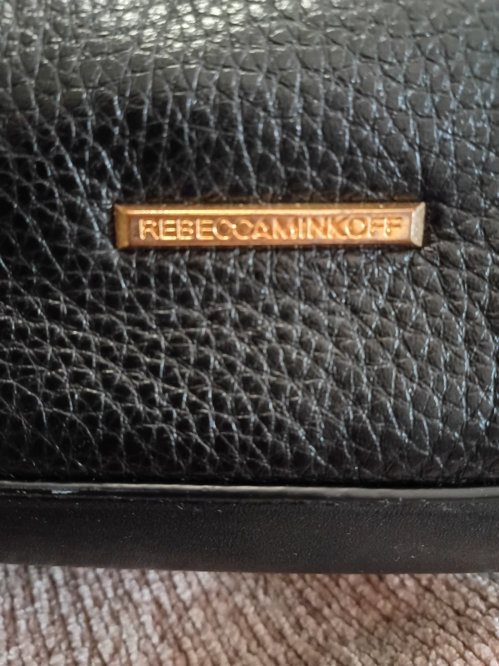 Rebecca Minkoff Black Pebbled Leather Satchel with Blue Multi-Color Scarf - Picture 2 of 16